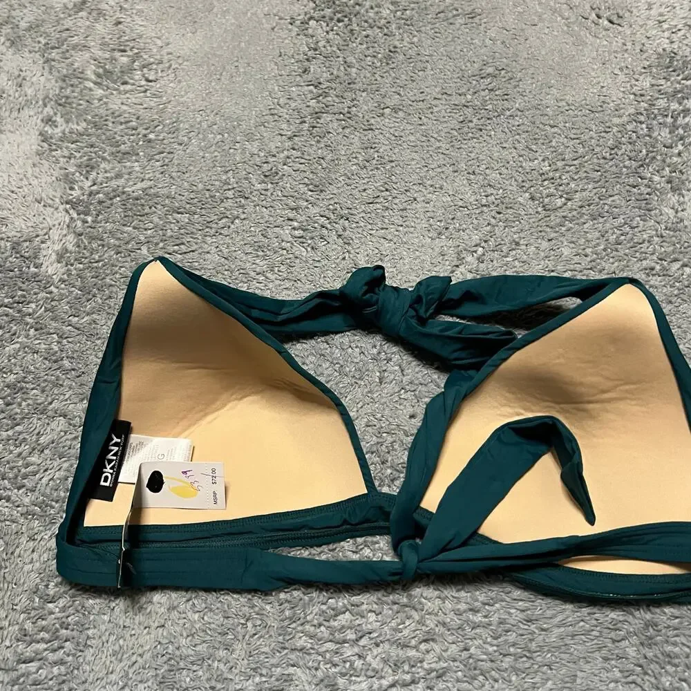 DKNY Swim Suit Top Bikini Womens Large Green - Picture 4 of 5
